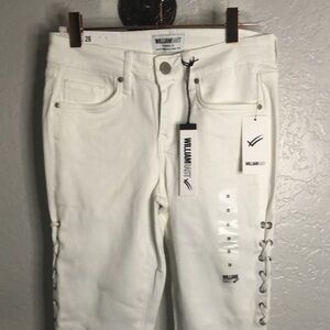 White lace up Moto pant jeans
